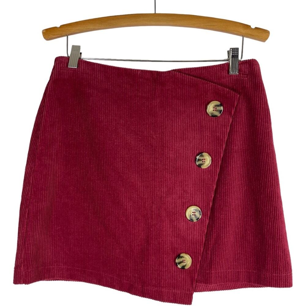 NWT Harper red corduroy mini button preppy academia skirt medium